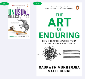 Image of the upcoming book 'The Art of Enduring' alongside 2016's bestseller 'The Unusual Billionaires'